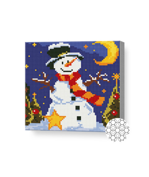 Mozaic cu diamante 20x20 cm Om de zăpadă în pădure